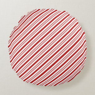 Red and White Candy cane Rand, Bright Helgdag Rund Kudde