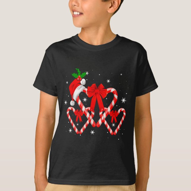 Red And White Candy Cane Santa Christmas Funny Xma T Shirt (Framsida)