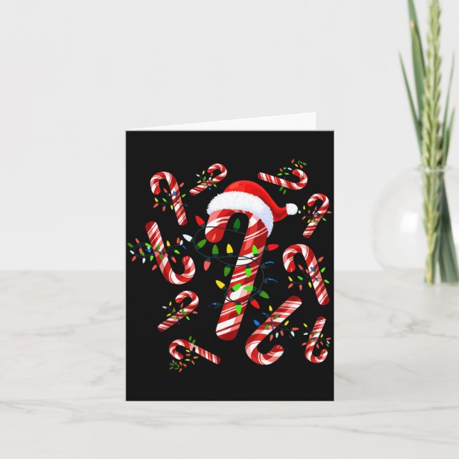 Red And White Candy Cane Santa Christmas  Kort (Framsida)