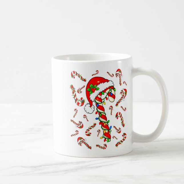 Red And White Candy Cane Santa Christmas Xmas Ligh Kaffemugg (Höger)