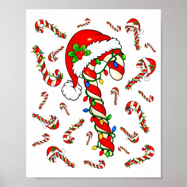 Red And White Candy Cane Santa Christmas Xmas Ligh Poster (Framsidan)