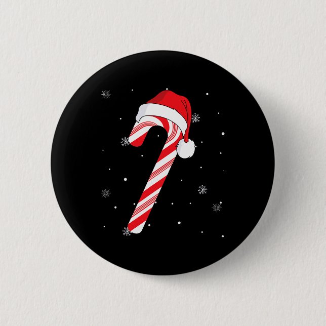 Red and White Candy cane Santa Funy Xma Knapp (Framsida)