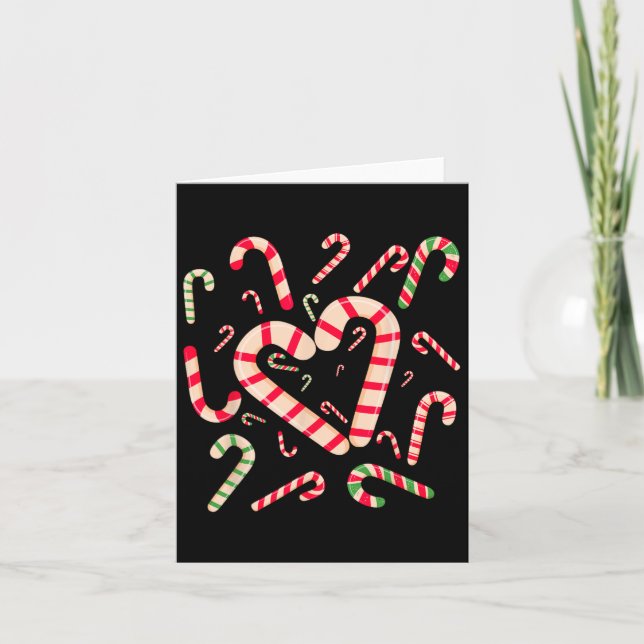 Red and White Candy cane Santa Funy Xma Kort (Framsida)