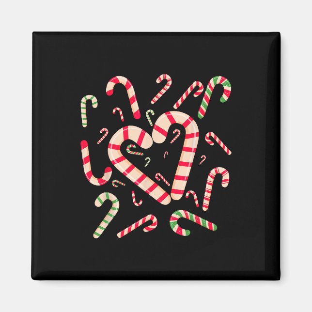 Red and White Candy cane Santa Funy Xma Magnet (Framsidan)