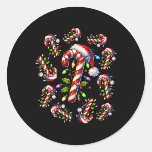 Red and White Candy cane Santa Funy Xma Runt Klistermärke