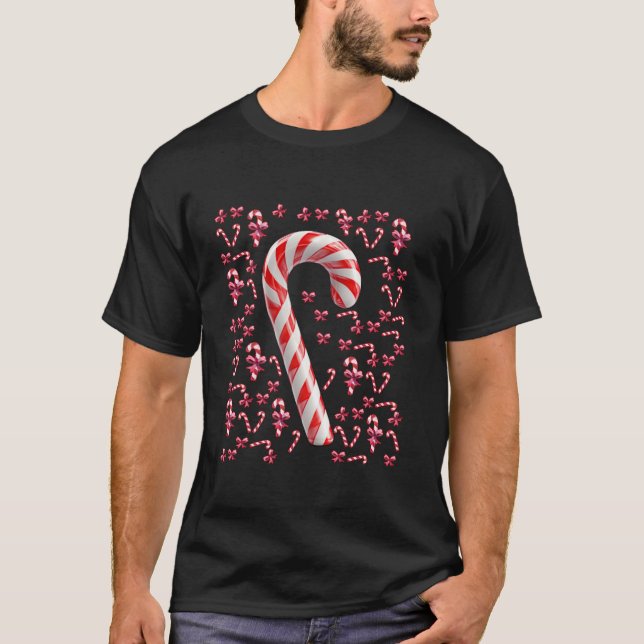 Red and White Candy Costume Funny Candy cane Long T Shirt (Framsida)