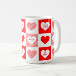 Red and White Candy Hearts Mönster Kaffemugg