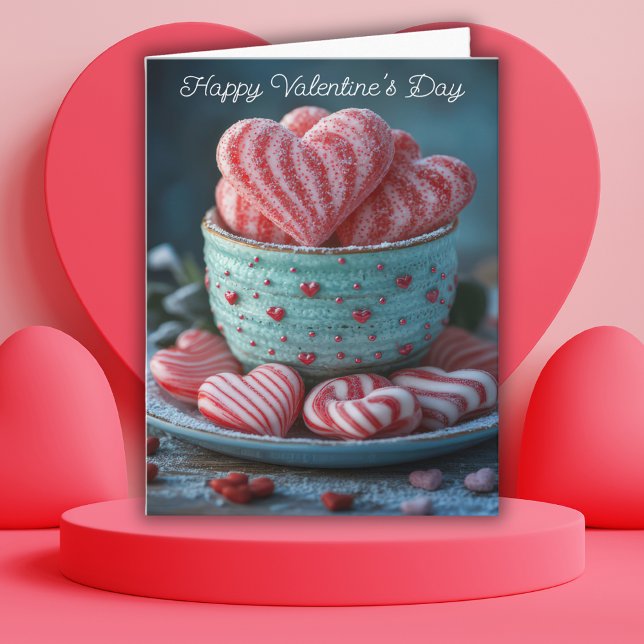 Red and White Candy Hearts Valentine's Hälsning Kort (Skapare uppladdad)