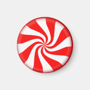 Red and White Candy Swirl Magnet