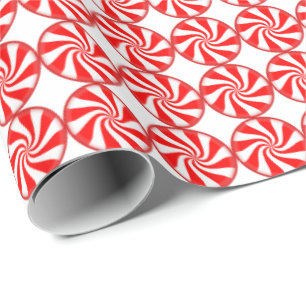 Red and White Candy Swirls Mönster Presentpapper