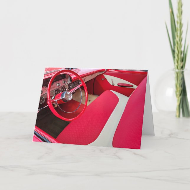 Red and White Car Insida Kort (Framsida)