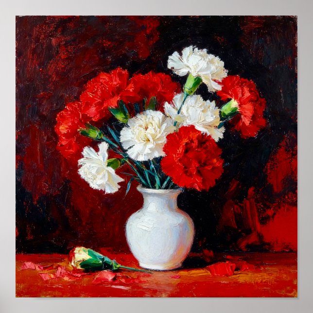 Red and White Carnations After Van Gogh Poster (Framsidan)