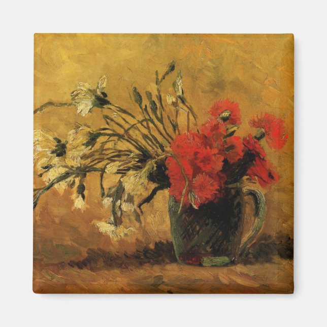 Red and White Carnations av Vincent van Gogh Magnet (Framsidan)
