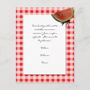 Red and White Checkand and Ant with Watermelon Inbjudningar