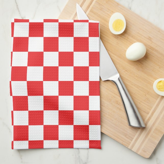 Red and White Checkated Kitchen Towel Kökshandduk (Vikt i Fjärdedel)