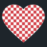 Red and White Checkated Vintage för brandmotor Hjärtformat Klistermärke<br><div class="desc">Red and White Checkated Vintage för brandmotor</div>