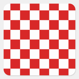 Red and White Checker Mönster Fyrkantigt Klistermärke