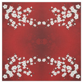 Red and White Cherry Blommar Mönster Tyg