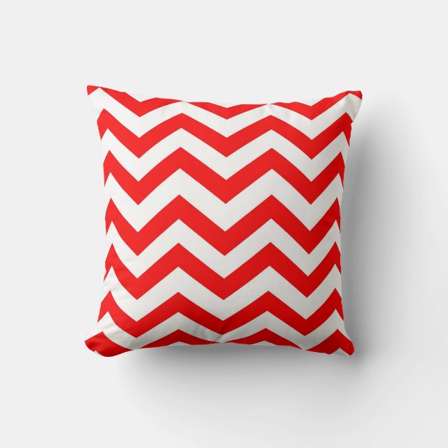 Red and White Chevron Kudde (Framsida)