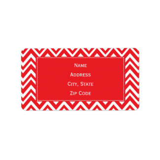 Red and White Chevron Mönster Adressetikett