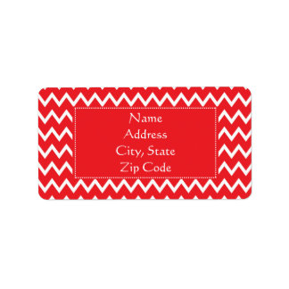 Red and White Chevron Mönster Adressetikett