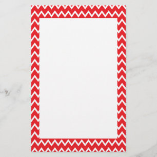 Red and White Chevron Mönster Brevpapper
