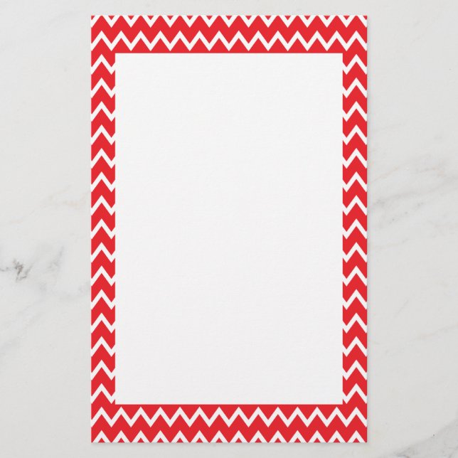 Red and White Chevron Mönster Brevpapper (Framsida)