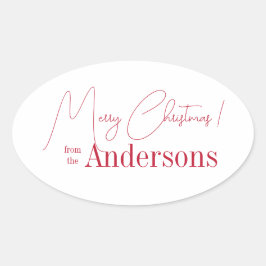 Red and White Christmas from Family Name Ovalt Klistermärke