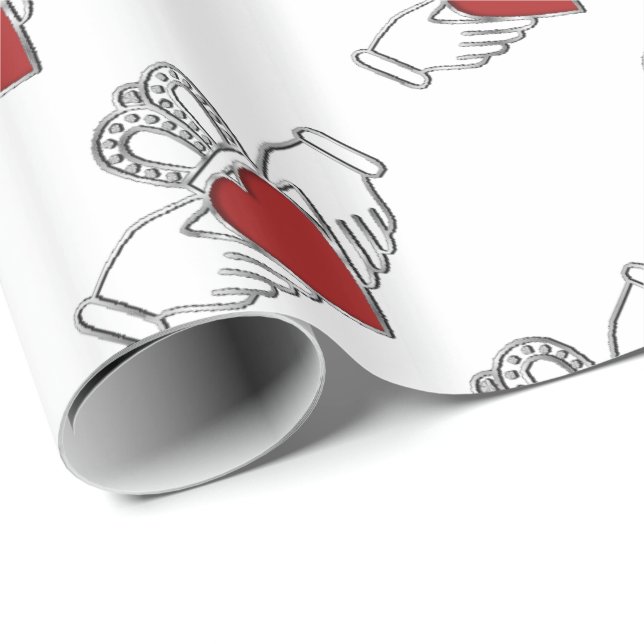 Red and White Claddagh Mönster Wrapping Papper Presentpapper (Rullad Hörn)
