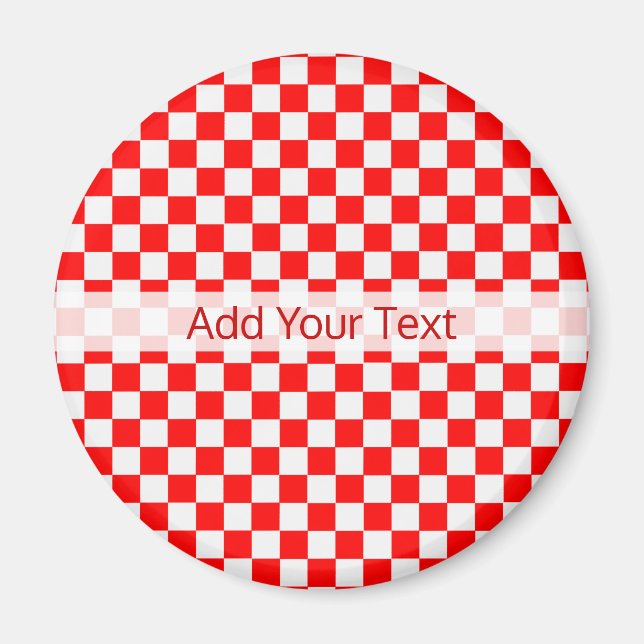 Red and White Classic Checkerboard av STaylor Magnet (Framsidan)