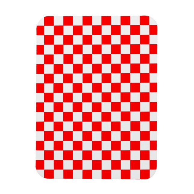Red and White Classic Checkerboard av STaylor Magnet (Vertikal)