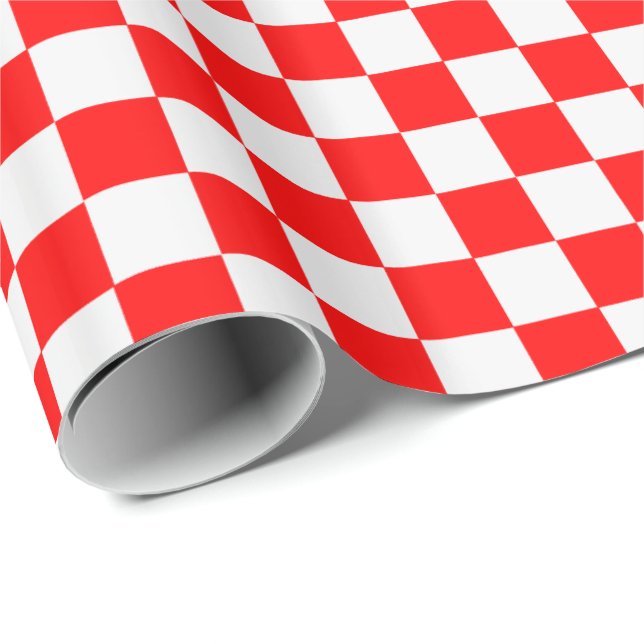 Red and White Classic Checkerboard av STaylor Presentpapper (Rullad Hörn)