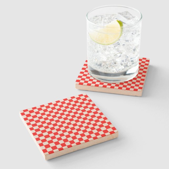 Red and White Classic Checkerboard av STaylor Stenunderlägg (Sidan)