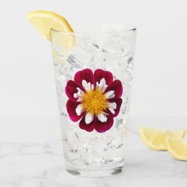 Red and White Collarette Dahlia Blommigt Drinking Glaskopp
