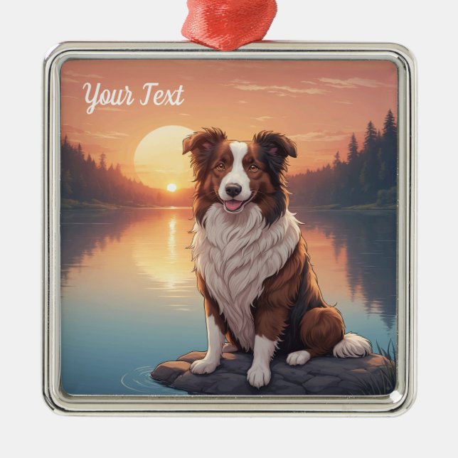 Red and White Collie by Sjö Julgransprydnad Metall (Framsidan)