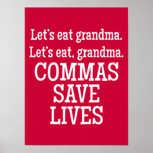 Red and White Commas Spara Lives Funny Poster