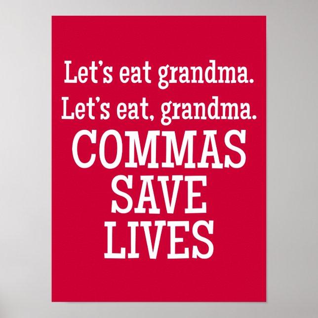 Red and White Commas Spara Lives Funny Poster (Framsidan)