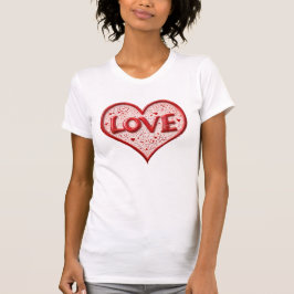 Red and White Cute Kärlek Heart T Shirt