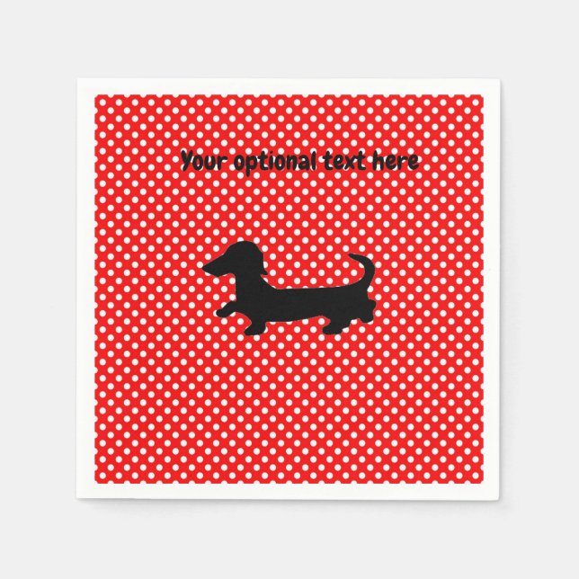 Red and White Dachshund Pappra Party Napkins Pappersservett (Framsidan)