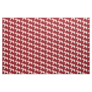 Red and White Dala Horse Fabric Tyg
