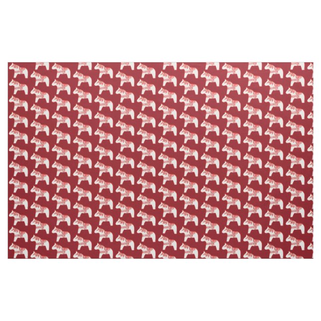 Red and White Dala Horse Fabric Tyg (Yard)