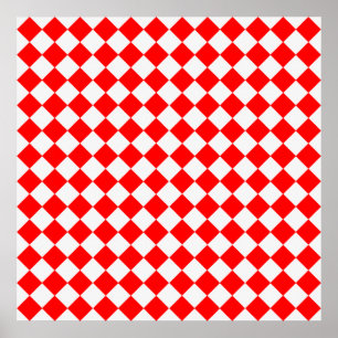 Red and White Diamond Mönster av Shirley Taylor Poster