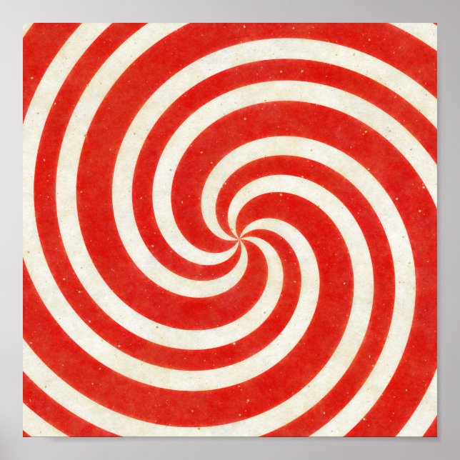 Red and White Dizzy Candy Swirl Poster (Framsidan)
