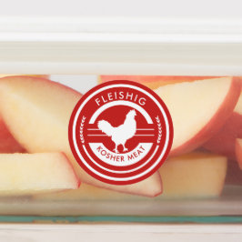 Red and White Fleishig Label Kosher Kött Klistermärke