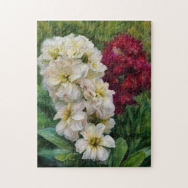 Red and White Flowers Art Puzzle Pussel (Vertikal)