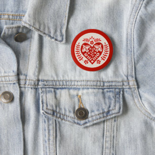 Red and White Folk Art Heart Knapp