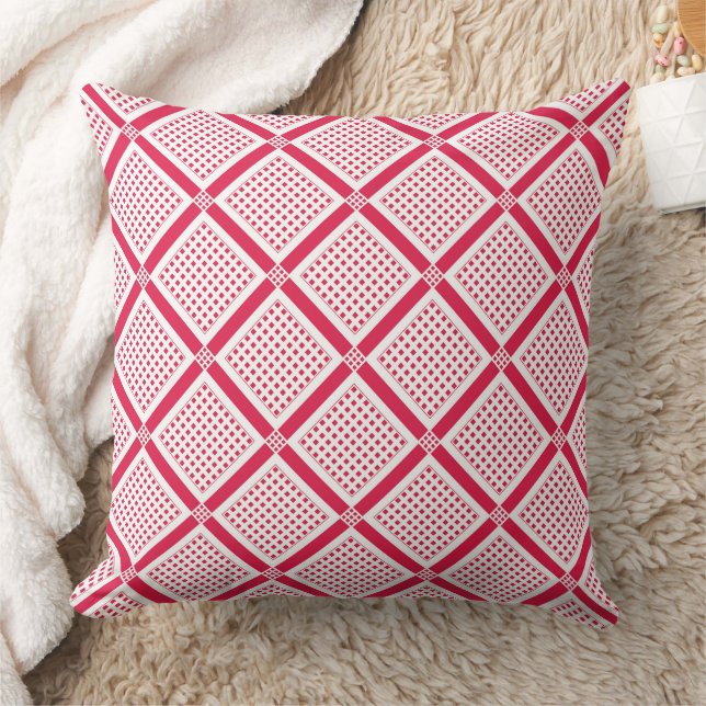 Red and white geometric checkered pattern retro    kudde (Filt)