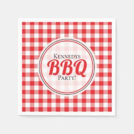 Red and White Gingham Check Family BBQ Pappersservett