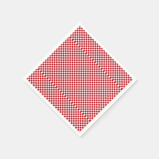 Red and White Gingham Checkered Pappersservett (Hörn)
