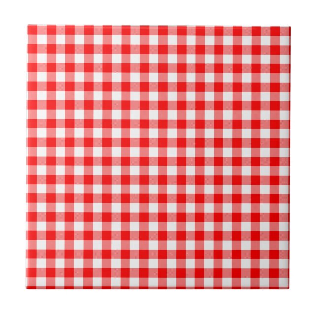 Red and White Gingham Checks Kakelplatta (Framsidan)